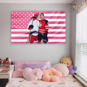 Heated Rivalry Pink Flag, Ilya Rozanov & Shane Hollander Hockey Romance LGBTQ Sports Love Pink American Flag