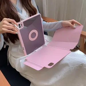 Pure Color Tablet Case for iPad 11th Gen, Magnetic Detachable Pro New, Cute Air 7/6 with Pen Slot, Anti-Bend, Unisex