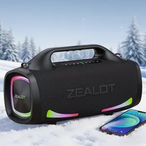 Portable Outdoor Bluetooth Speaker ZEALOT, Wireless Party Box, 100W High-Power HIFI Sound, IPX7 Waterproof, 24000mAh Playtime, RGB Lights & Power Bank for Beach, Pool, Gym