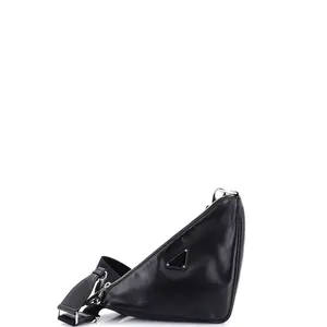 Pre-owned PRADA material Messenger Bags Triangle Logo Zip Crossbody Bag Soft Leather Small by Rebag