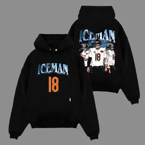 Caleb Williams 18 'Iceman' Graphic Premium Cotton Hoodie Sweatshirt T-Shirt For Da Bears, Bears Down Football Fans Apparel, Football Streetwear Tee, Gift For Football Fan Graphic Tee