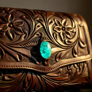 The Sedona Jewel – Tooled Leather Fringe Clutch