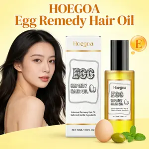 HOEGOA Egg Remedy Moisturizing Hair Oil Hydrolyzed Egg Protein & Olive Oil Nourishing Treatment for Dry Damaged Hair