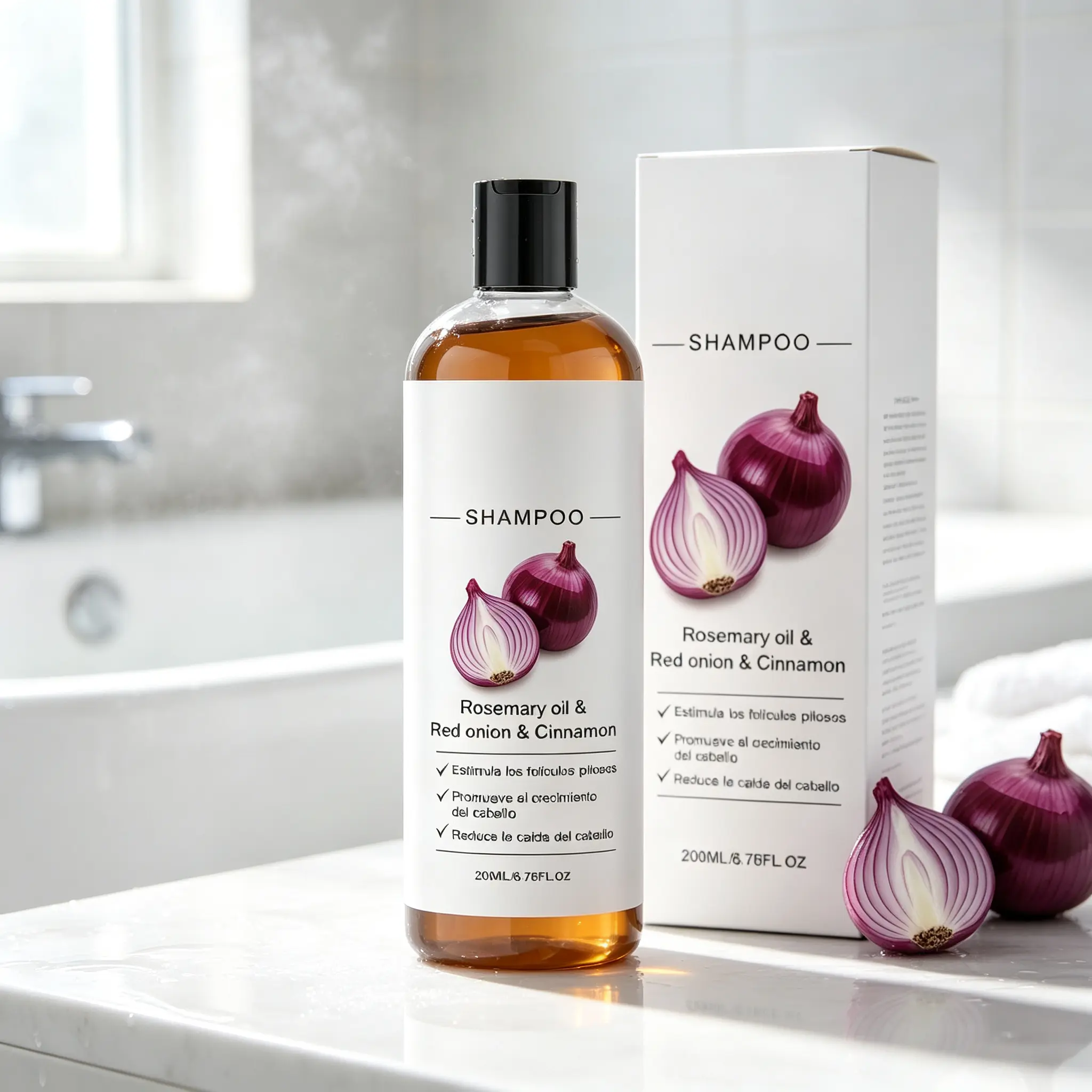 Onion & Rosemary Shampoo 200ml – Reduces Hair Loss & Promotes Growth – Cinnamon & Onion for Thicker Hair
