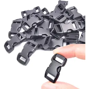 100 Pack 3/8 Inch Curved Contoured Paracord Bracelet Clips Plastic Quick Side Release Buckles for Paracord Bracelets Clasps Masks Dog Collar Straps Accessories