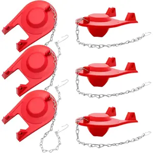 6 count Toilet Flapper Replacement Kit Universal Toilet Plug Flapper with Stainless Chain for 2 Inch Flush Valves, Water Saving