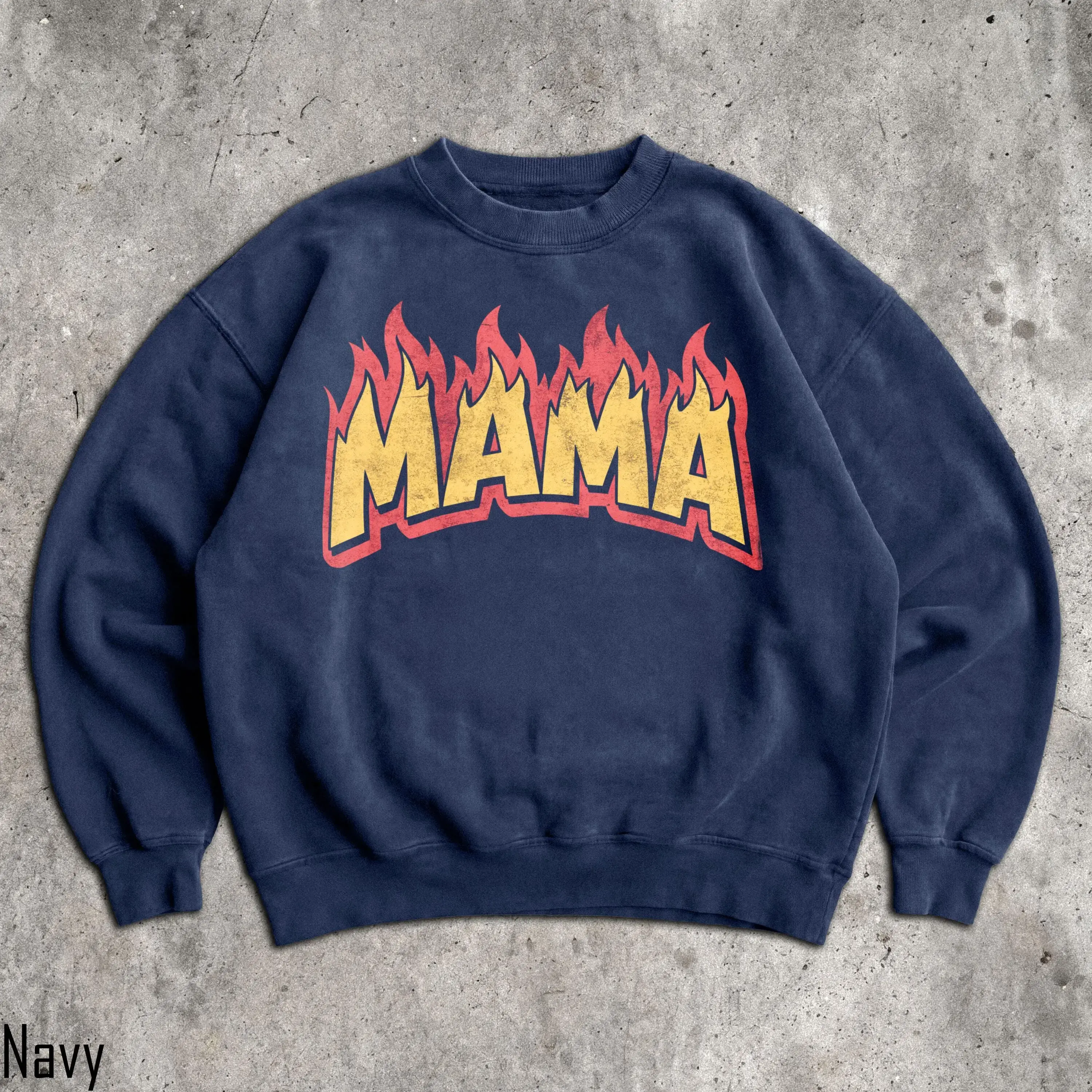 90s Fire Mama Sweatshirt - Unisex Men & Women's Graphic Sweater - Vintage Flaming Graphic Top - Edgy Grunge Biker Sweater - Mother Crewneck