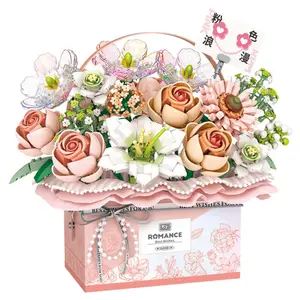 DIY Rose Bouquet Building Blocks with LED Lights – Flower Model Kit, Artificial Rose Gift Box, Home Décor, Perfect for Mother’s Day、valentine's day、gifts for boyfriend、gifts for girlfriend