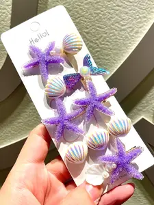 Cute Candy-Colored Shell Mermaid Starfish Hair Clips, Set of 5, Perfect for Stylish Hairstyles & Daily Use, Enhance Your Look