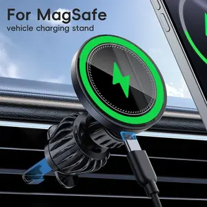 for iPhone Magsafe Car Mount Charger, Wireless Car Charger Magnetic Car Phone Holder for Air Vent-LED HandsFree Car Mount Fast Car Charger for iPhone 17/16/15/14/13/12 Series, Phone Charging Accessories