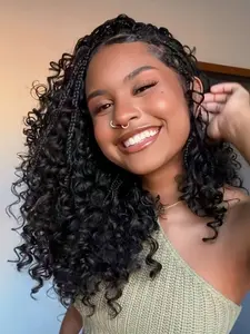 13x6 HD Lace Wig Glueless Wear & Go 18", Curly Medium Length Braid Design, Perfect for All Seasons, Valentines Gift, Beginner Friendly Wig