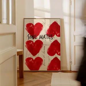 Retro Love Poster for Couples Decor Vintage Print Red Wall Art for Living Room Poster Valentines Day Gift for her Love Letter Trendy Print