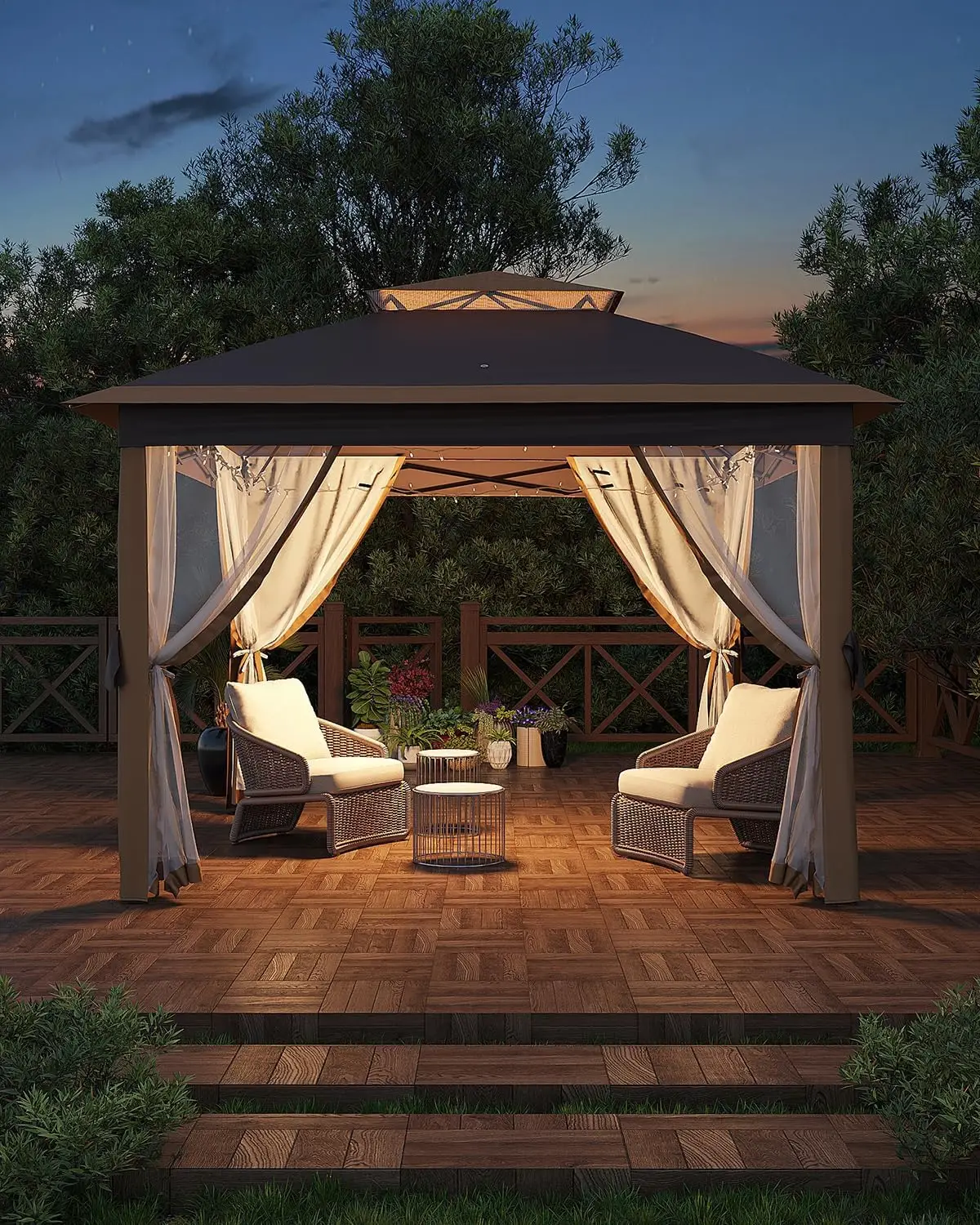 11x11 Pop Up Gazebo Tent with Mosquito Netting, Outdoor Canopy Shelter Easy Setup, Water & UV Resistant