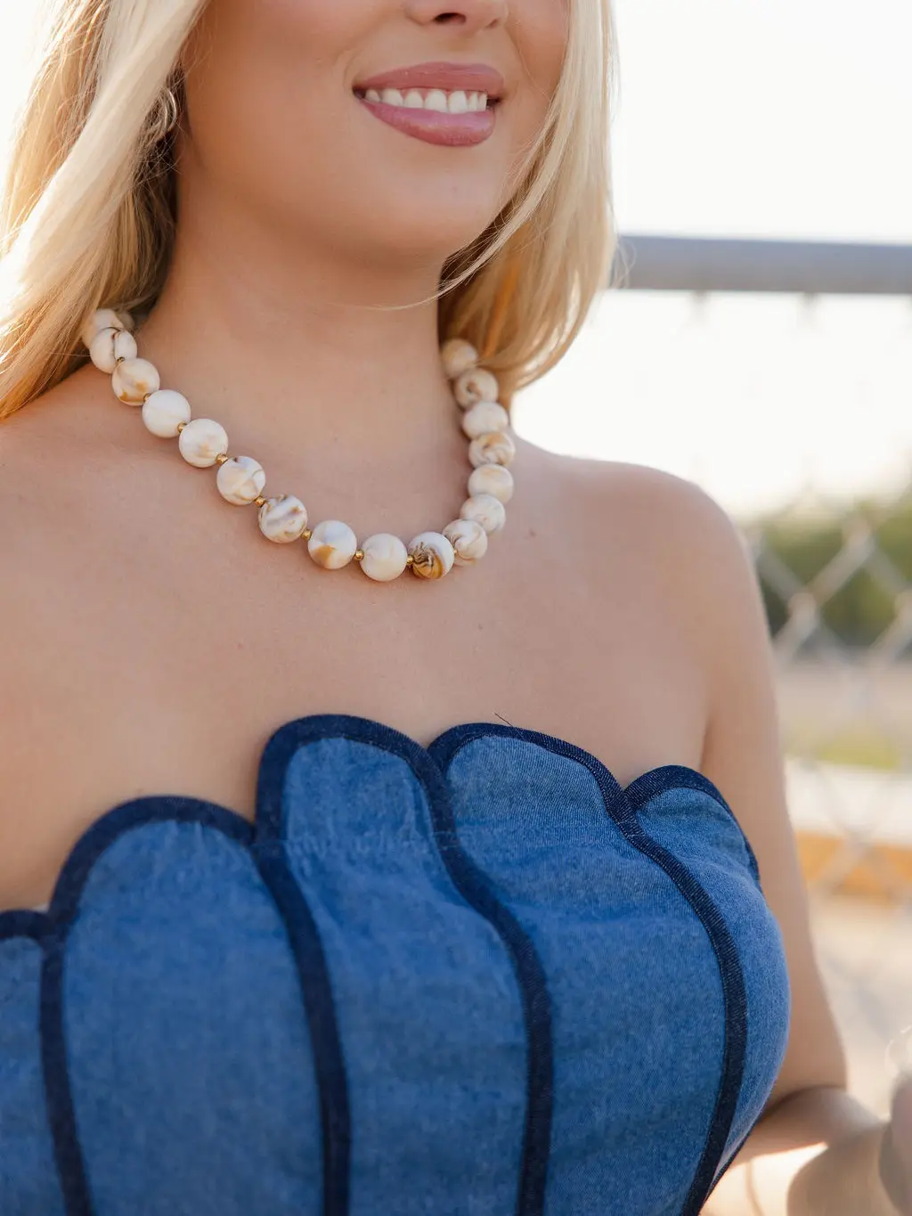 Honey Marble Necklace - Cream