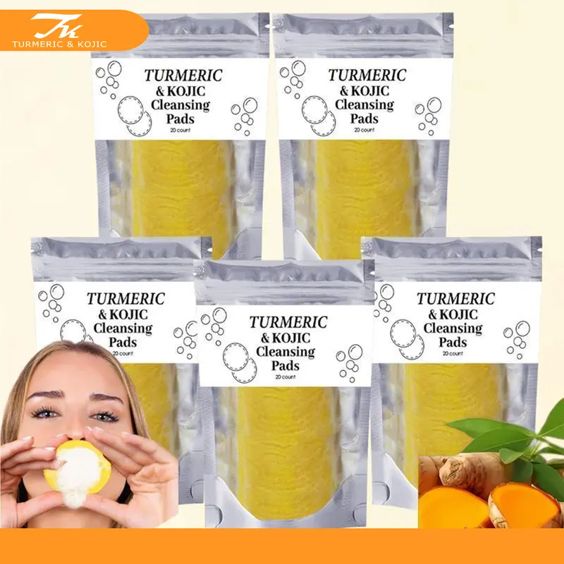 TURMERIC&KOJIC Kojic Acid Turmeric Peel Cleansing Exfoliating Pads - Hydrating Pad, Exfoliator, Deep Cleansing, Moisture-Boost Formula, Face & Body Comfort Cleanser, Kojic Acid Turmeric Peel Facial Cleansers