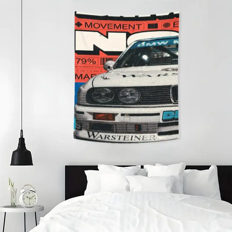 Classic Car Racing Pattern Tapestry, 1 Count Aesthetic Wall Hanging Decor, Polyester Decorative Tapestry for Bedroom Dorm Home Office Decor, Gift for Friends