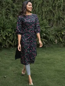 NEW ARRIVAL SOFT COTTON DIGITAL PRINTED KURTI BLACK