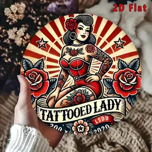 1PC - Vintage Tattoo Aluminum Wall Art Sign for Women - Artistic Detailed Tattoo Design, Wall Decoration, Suitable for Home, Coffee Shop, Bar, Garage, Art Gift for Friends and Family, Coffee Shop Decoration| Detailed tattoo design, wall decoration