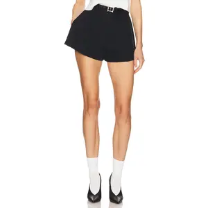 Helsa The Heavy Crepe Flirt Short in Black