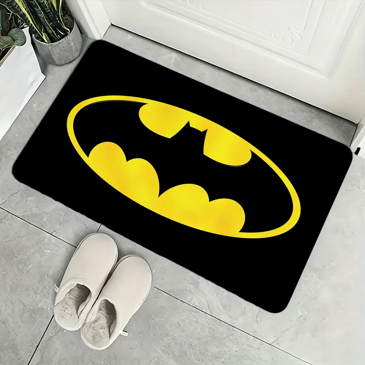 Justice League Retro Batman Bat Logo Flannel Floor Mat Non slip Door Mat Living Room Dormitory Game Room