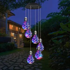 Solar Wind Chime, Creative Design Outdoor Hanging Decor, RGB LED Lights, Waterproof Garden Ornament, Patio, Balcony, Yard Decoration, Outdoor Decorative Light, Outdoor Lighting