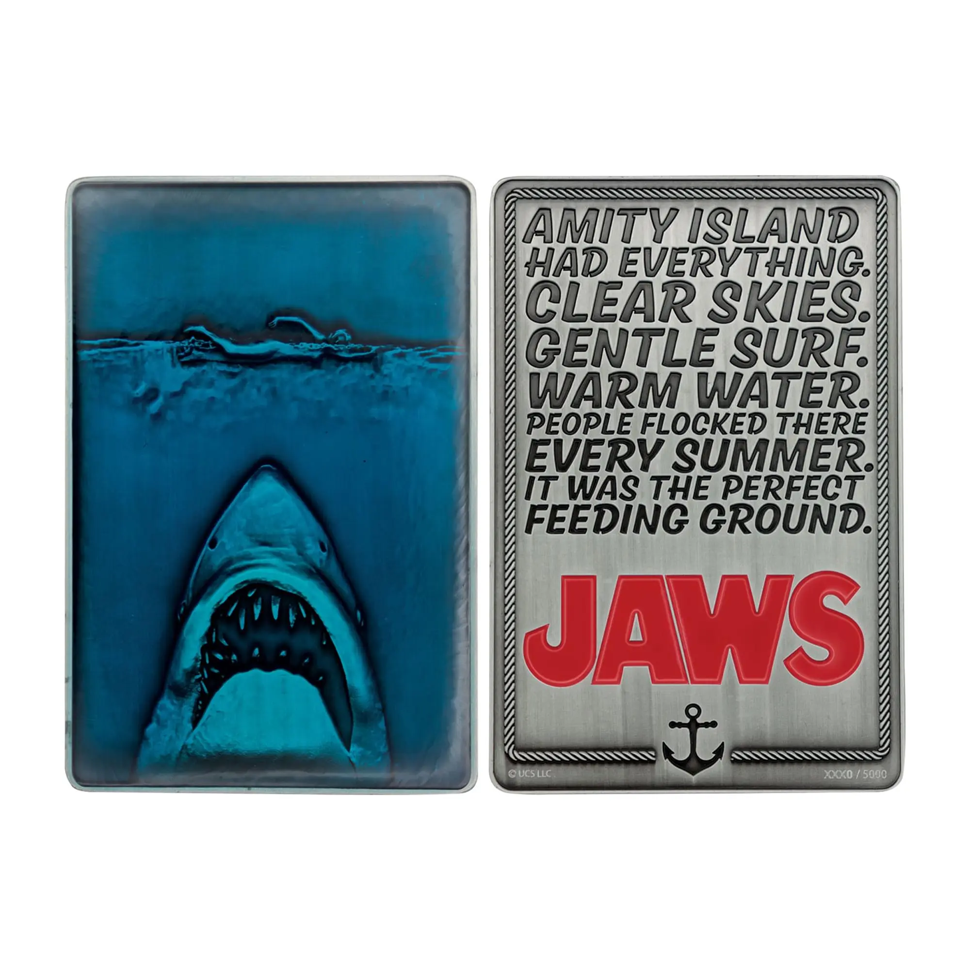 Jaws 50th Anniversary Poster Limited Edition Embossed Metal Ingot