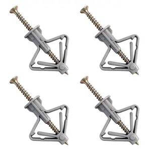 Hollow-Wall Anchors, Upgrade 65Lbs Anchors 50pcs+Screw 50pcs Drywall Anchor kit with Screws, Self-Drilling Hollow Wall Anchors, Grey