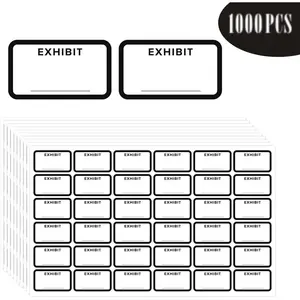 1000 Pcs Legal Exhibit Labels 1.73 x 1 Inches White Exhibit Labels Stickers, Exhibit Stickers for Offices, Courts, Legal Documents - Blank File Folder Labels Tabs - Report Dividers