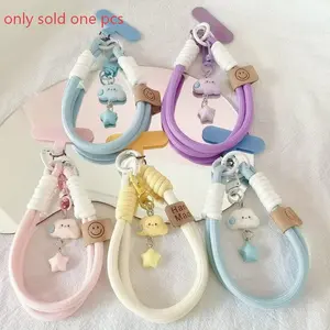 Candy Color Cloud Star Phone Lanyard, Cute Keychain Strap, Short Camera Pendant, Universal Hand Cord, Simple and Healing Design