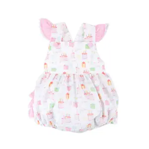 Birthday Party Ruffle Bubble - Cute Bday Outfit with Pink Ruffle Trim
