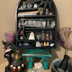 Celestial Floating Wall Shelf - Perfect for Storage and Display. Perfect for storing all of your witchy items hang shelf shaped small rustic halloween wall