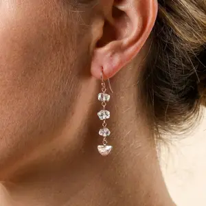 Sterling Silver Herkimer Diamond Long Dangle Earrings