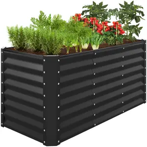 Best Choice Products 4x2x2ft Outdoor Metal Raised Garden Bed, Planter Box for Vegetables, Flowers, Herbs