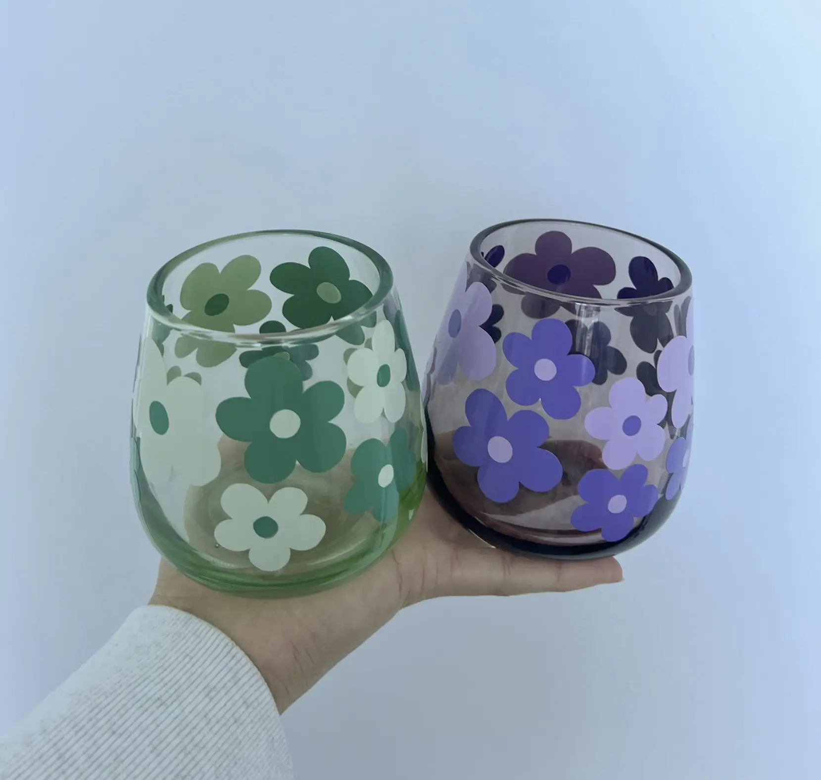 Flower Stemless Wine Glass