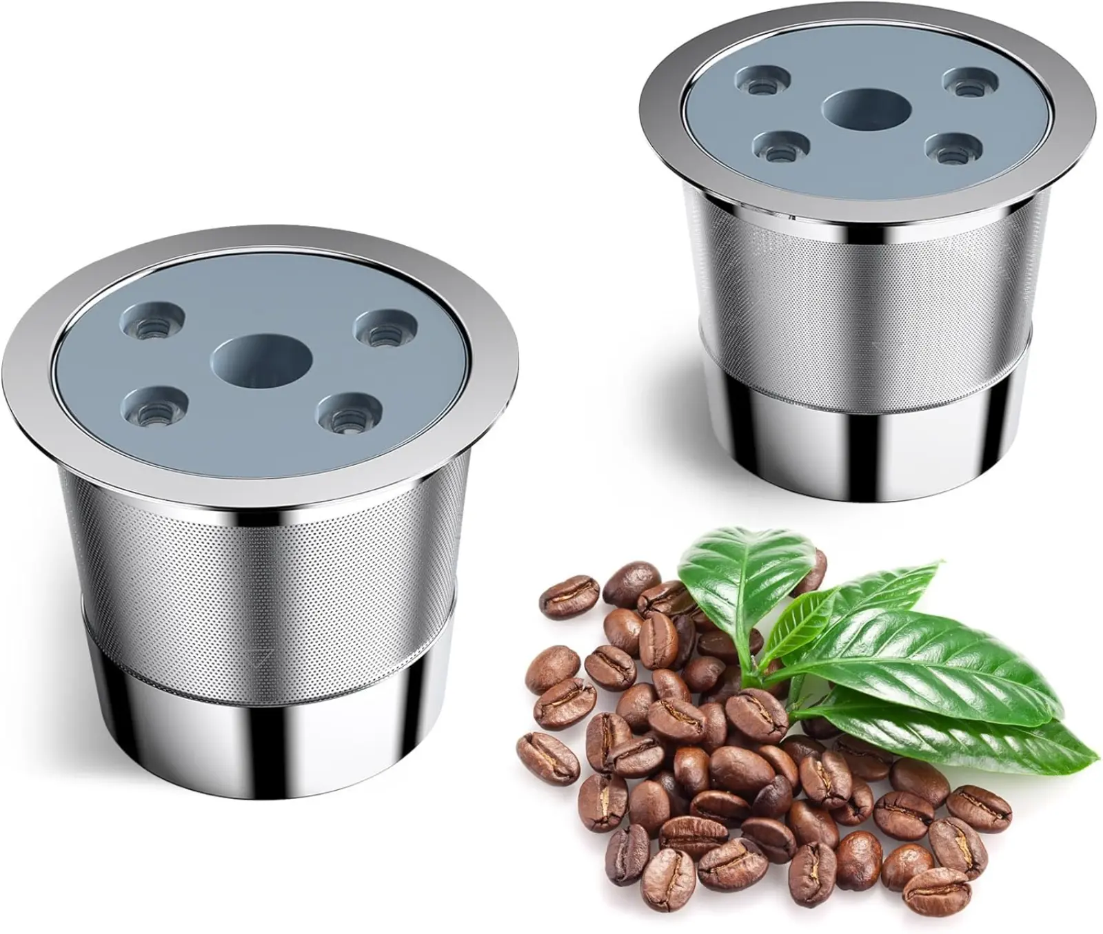 Update Reusable K Cups for Keurig K Supreme Plus Coffee Maker 2 Pack Refillable Pods with Adapter Eco Friendly Coffee Pods Tea, Stainless Steel, Reusable Filter