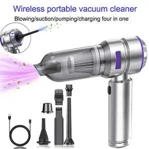 Portable cordless vacuum cleaner, high-power mini vacuum, 4-in-1 compressor blower pump handheld, suitable for cars, home, office, camping, computer keyboard and laptop cleaning, with an extra washable filter included, Rechargeable Wireless Vacuum