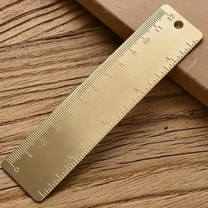 Dual Scale Brass Ruler for Edc Tools, Vintage Bookmark with Portable Design, Ideal for Crafting and Measuring