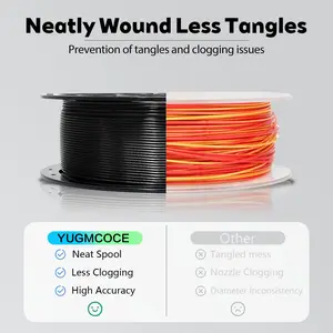 YUGMCOCE PLA 3D Printer Filament PLA 1.75mm 1KG, Exceptional Bending and Impact Resistance, Ultra-Gloss Silk PLA 3D Printing Filament for Most FDM 3D Printer