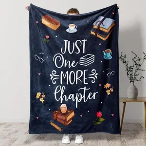 Soft Funny Throw Blanket Flannel For Book Lovers "Just One More Chapter" Design,Multipurpose Cozy Blanket For All Seasons,Perfect Gift For Readers,Sofa Throw summervibes