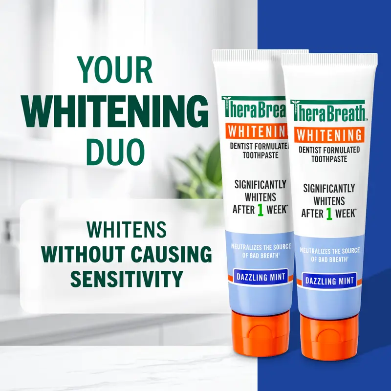 TheraBreath Toothpaste 2-Pack, 4oz Full-Size Tubes – Fresh Breath, Deep Clean, Whitening & Healthy Gums Formulas, Fluoride Toothpaste for Bad Breath