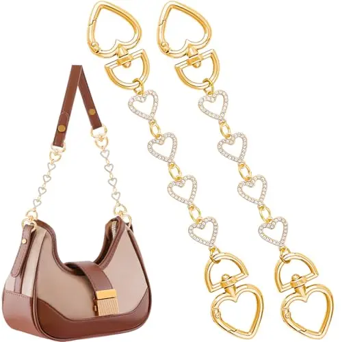 A12 2Pcs Gold Heart Bag Extender Chain