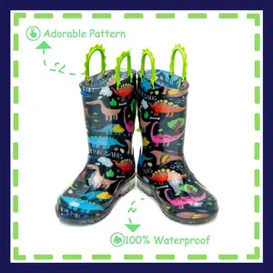 Toddler Kids Lightweight Waterproof Rain Boots, Adorable Boots That Light Up with Every Step