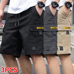 3-piece set: men’s shorts, men’s cargo shorts, regular fit, practical multi-functional pockets, non-stretch fabric, suitable for casual wear and outdoor activities; summer menswear, summer shorts, men’s shorts