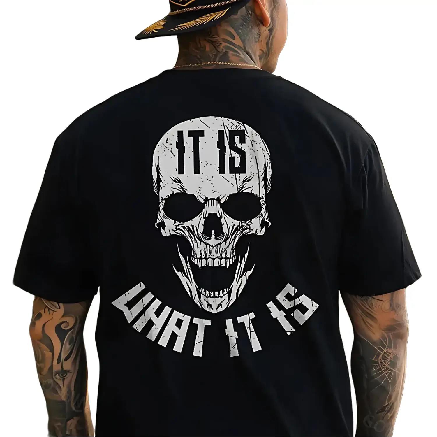 IT IS WHAT IT IS Skull Print Men's T-Shirt, Top Menswear, Cotton Tee Shirt Casual Streetwear