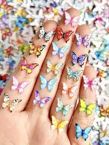 100pcs Mini Resin Butterfly Decorations, Perfect for DIY Nail Art, Scrapbooking, Hair Clips, Jewelry Making, Christmas Crafts, Home & Office Decor