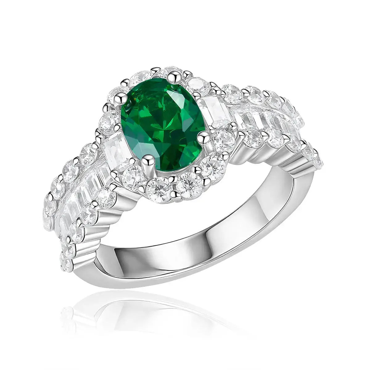 Edith Cocktail Ring in Emerald