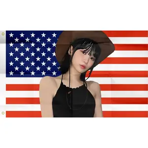 American flag 3x5 Ft Outdoor Indoor,Kim Chaewone USA flag Poster American flag tapestry for Bedroom Living room dorm wall  Vivid Color and Fade Proof Decorations