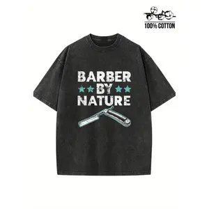 230G Washed, Barber'S Profession Graphic Tee, Ideal for Everyday Use, Versatile Basic, Trending Item, Cozy Short Sleeve for Outdoor Activities, Unisex Washed Tee