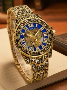 A men's New Year's hot selling Easter trendy 3D digital retro carved fully automatic mechanical Square Dial Wristwatch