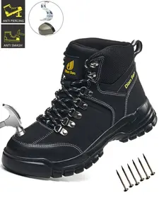 Steel Toe Work Boots for Men Lightweight Breath Safety Work Boots Anti-smash Anti-Punctur Indestructible Shoes Comfortable Fashion for Construction and Warehouse Work
